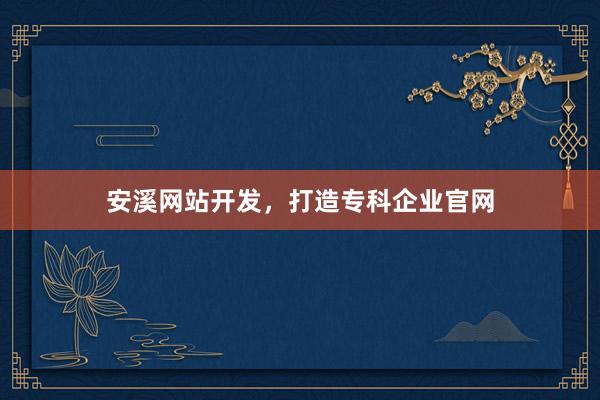 安溪网站开发，打造专科企业官网